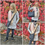 Damentasche Umhängetasche Handtasche Leder navy LE0065