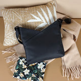 Damentasche Umhängetasche Handtasche Leder schwarz LE0065