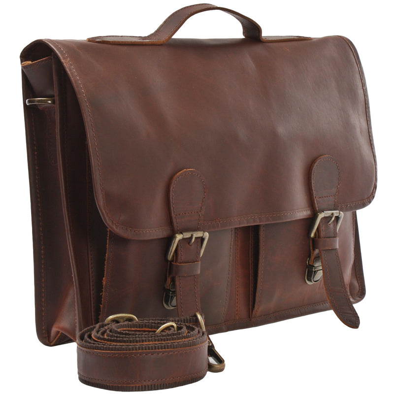 Aktentasche Businesstasche Messenger Bag Vintage Leder braun LE3009