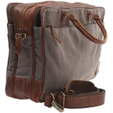 Aktentasche Handgepäck Trolleytasche Canvas Leder grau LE3066