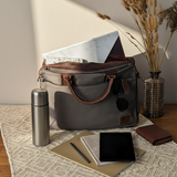 Aktentasche Handgepäck Trolleytasche Canvas Leder grau LE3066