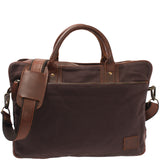 Aktentasche Arbeitstasche Bürotasche Canvas Leder mokka LE3066