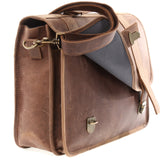 Aktentasche Lehrertasche Businesstasche Damen Herren Leder braun LE3043