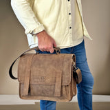 Aktentasche Lehrertasche Businesstasche Damen Herren Leder braun LE3043