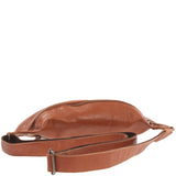 große Bauchtasche Umhängetasche Crossbody Ledertasche Leder cognac LE3087