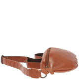 große Bauchtasche Umhängetasche Crossbody Ledertasche Leder cognac LE3087