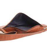 große Bauchtasche Umhängetasche Crossbody Ledertasche Leder cognac LE3087