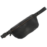 große Bauchtasche Umhängetasche Crossbody Ledertasche Leder schwarz LE3087