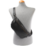 große Bauchtasche Umhängetasche Crossbody Ledertasche Leder schwarz LE3087