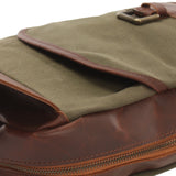Freizeitrucksack Crossbag Rucksack Damen Herren Leder Canvas grün LE1012