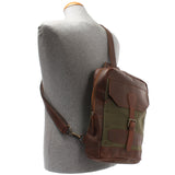 Freizeitrucksack Crossbag Rucksack Damen Herren Leder Canvas grün LE1012