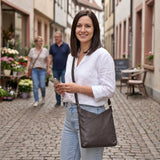 Damentasche Umhängetasche Handtasche Leder kaffeebraun LE0065