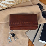 Geldbörse Damen Clutch Portemonnaie Leder braun LE9016