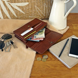 Geldbörse Damen Clutch Portemonnaie Leder braun LE9016