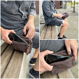 Gürteltasche Bauchtasche Canvas Rindsleder mokka LE3037