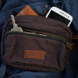 Gürteltasche Bauchtasche Canvas Rindsleder mokka LE3037