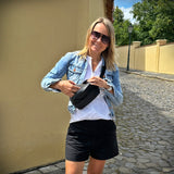 Gürteltasche Bauchtasche Hüfttasche Damen Herren Nappa Leder schwarz LE9029