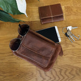 Gürteltasche Bauchtasche Hüfttasche Damen Herren Rindsleder braun LE9019