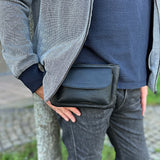 Gürteltasche Bauchtasche Hüfttasche Damen Herren Rindsleder schwarz LE9019