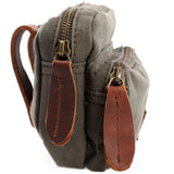 Gürteltasche Bauchtasche Hüfttasche Leder Canvas grün LE3037