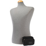 Gürteltasche Bauchtasche Hüfttasche Leder Canvas schwarz LE3037