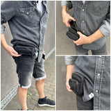 Gürteltasche Bauchtasche Hüfttasche Leder Canvas schwarz LE3037