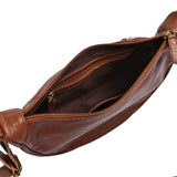 Half-Moon Bag Cross-Body Umhängetasche Schultertasche Leder braun LE0075