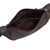 Half-Moon Bag Cross-Body Umhängetasche Schultertasche Leder kaffeebraun LE0075