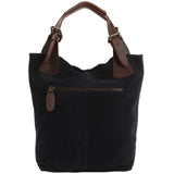 Henkeltasche Damentasche Wildleder Leder anthrazit LE0033