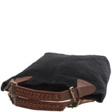 Henkeltasche Damentasche Wildleder Leder anthrazit LE0033