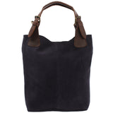 Henkeltasche Damentasche Veloursleder Leder navy LE0033
