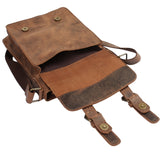 kleine Herrentasche Umhängetasche Freizeittasche Leder vintage braun LE3035