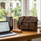 Messenger Bag Aktentasche Damen Herren Leder vintage braun LE3054