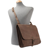 Messenger Bag Aktentasche DIN A4 Damen Herren Vintage Leder braun LE3020