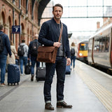 Messenger Bag DIN A4 Aktentasche Damen Herren Leder mittelbraun LE3054