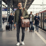 Messenger Bag Collegetasche DIN A4 Aktentasche Leder braun LE3029