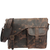 Messenger Bag Collegetasche DIN A4 Kuriertasche Leder schlamm LE3032