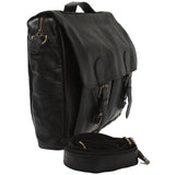 Messenger Bag Collegetasche DIN A4 Aktentasche Leder schwarz LE3029