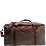 große Reisetasche Weekender Handgepäck Canvas Leder 53cm grau LE2020