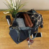 Reisetasche Weekender Sporttasche Damen Herren Leder Canvas 55cm schwarz LE2017