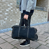 Reisetasche Weekender Sporttasche Damen Herren Leder Canvas 55cm schwarz LE2017