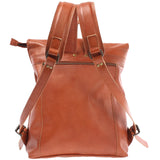 Roll Top Rucksack Lederrucksack Freizeitrucksack Damen Herren Leder cognac LE1025