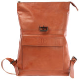 Roll Top Rucksack Lederrucksack Freizeitrucksack Damen Herren Leder cognac LE1025