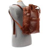 mittlerer Rucksack Lederrucksack Freizeitrucksack Damen Herren Leder braun LE1023