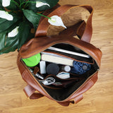 mittlerer Rucksack Lederrucksack Freizeitrucksack Damen Herren Leder braun LE1023