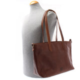 Schultertasche Damentasche DIN A4 Leder braun LE0071