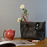 Schultertasche Damentasche DIN A4 Leder dunkelgrau LE0071