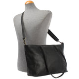Schultertasche Damentasche DIN A4 Leder schwarz LE0071