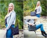 Damentasche Umhängetasche Handtasche Leder dunkelgrau LE0065