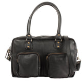 Schultertasche Handtasche Henkeltasche Damen Leder schwarz LE0046